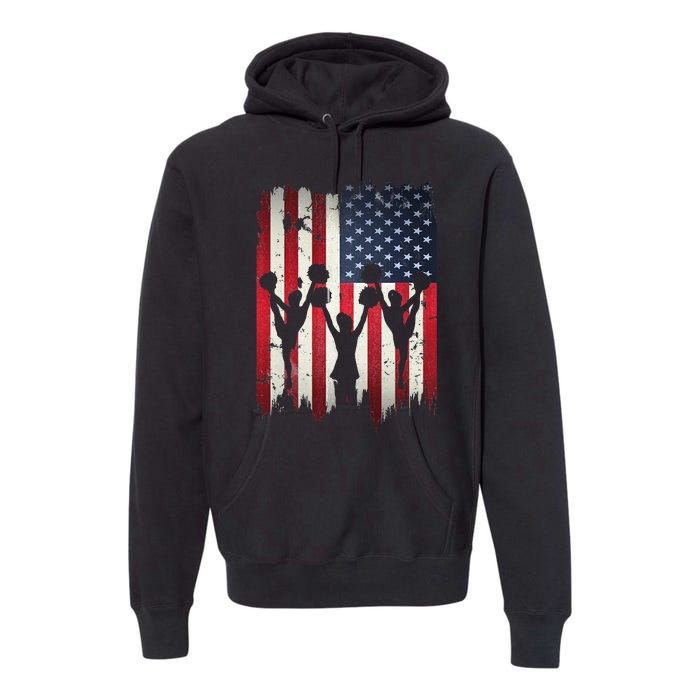 Cheerleaders USA American Flag 4th Of July Cheerleading Premium Hoodie