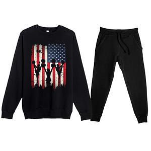 Cheerleaders USA American Flag 4th Of July Cheerleading Premium Crewneck Sweatsuit Set