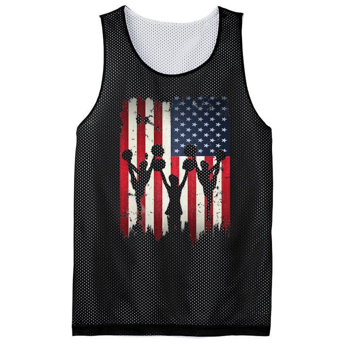 Cheerleaders USA American Flag 4th Of July Cheerleading Mesh Reversible Basketball Jersey Tank