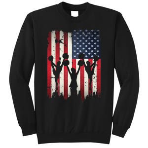 Cheerleaders USA American Flag 4th Of July Cheerleading Tall Sweatshirt