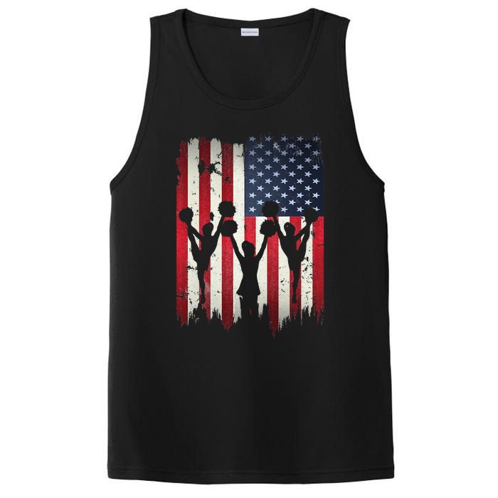 Cheerleaders USA American Flag 4th Of July Cheerleading PosiCharge Competitor Tank