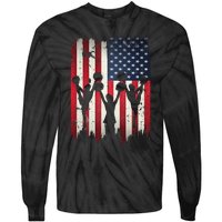 Cheerleaders USA American Flag 4th Of July Cheerleading Tie-Dye Long Sleeve Shirt