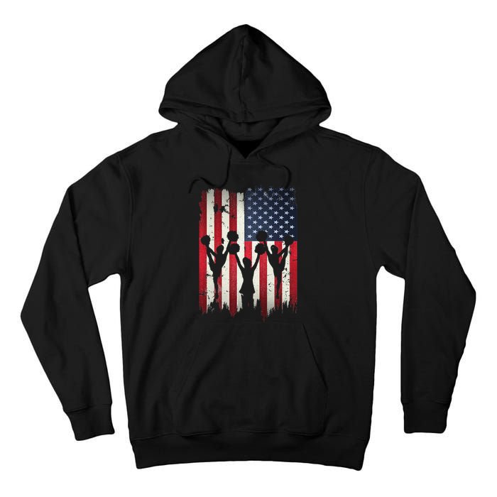 Cheerleaders USA American Flag 4th Of July Cheerleading Tall Hoodie