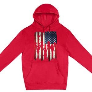 Cheerleaders USA American Flag 4th Of July Cheerleading Premium Pullover Hoodie