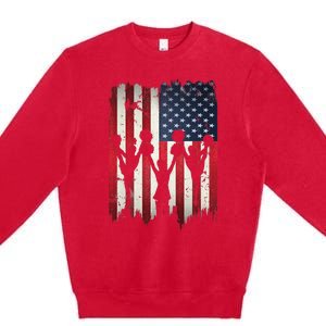 Cheerleaders USA American Flag 4th Of July Cheerleading Premium Crewneck Sweatshirt