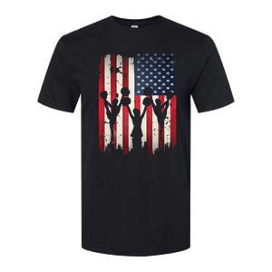 Cheerleaders USA American Flag 4th Of July Cheerleading Softstyle CVC T-Shirt