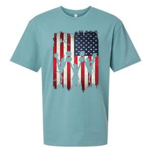 Cheerleaders USA American Flag 4th Of July Cheerleading Sueded Cloud Jersey T-Shirt