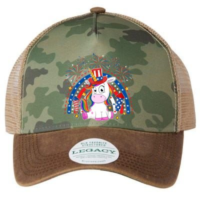 Cute Unicorn American Flag Rainbow Indepedence Day July 4th Gift Legacy Tie Dye Trucker Hat