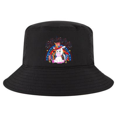 Cute Unicorn American Flag Rainbow Indepedence Day July 4th Gift Cool Comfort Performance Bucket Hat