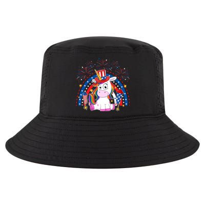 Cute Unicorn American Flag Rainbow Indepedence Day July 4th Gift Cool Comfort Performance Bucket Hat