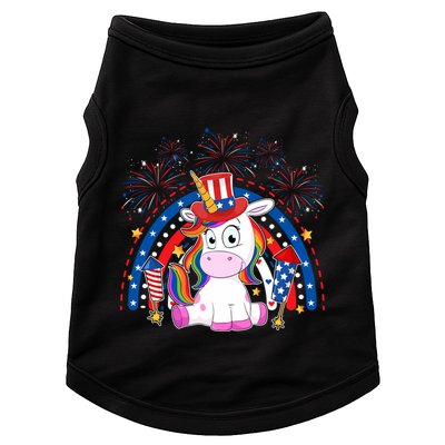 Cute Unicorn American Flag Rainbow Indepedence Day July 4th Gift Doggie Tank