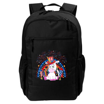 Cute Unicorn American Flag Rainbow Indepedence Day July 4th Gift Backpack