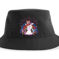 Cute Unicorn American Flag Rainbow Indepedence Day July 4th Gift Sustainable Bucket Hat