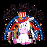 Cute Unicorn American Flag Rainbow Indepedence Day July 4th Gift Sustainable Bucket Hat