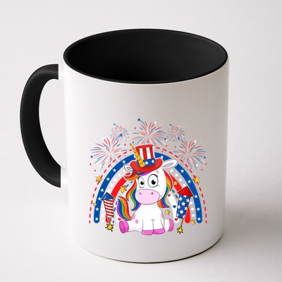 Cute Unicorn American Flag Rainbow Indepedence Day July 4th Gift Mug