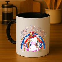 Cute Unicorn American Flag Rainbow Indepedence Day July 4th Gift Mug