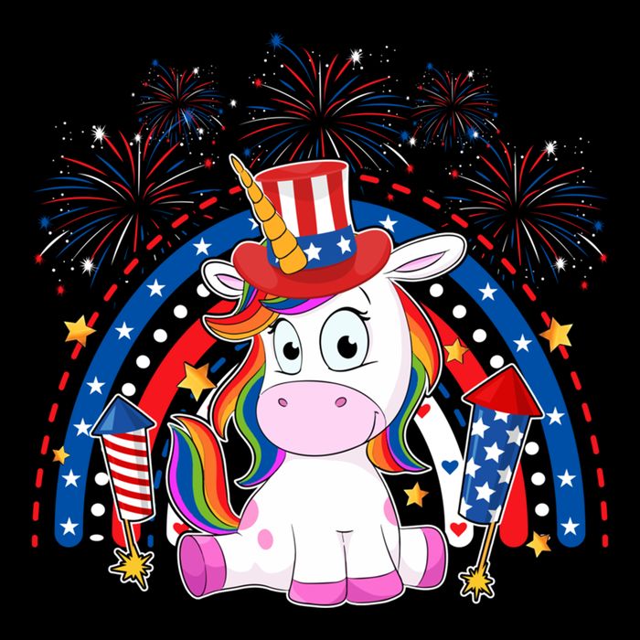 Cute Unicorn American Flag Rainbow Indepedence Day July 4th Gift Drawstring Bag