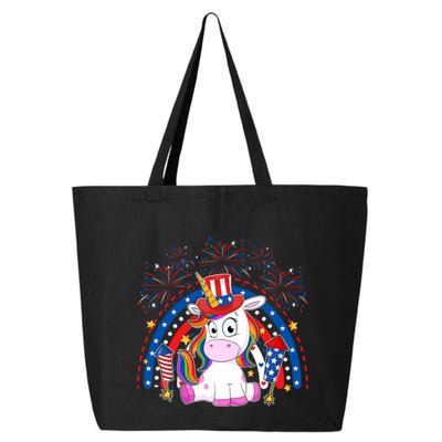 Cute Unicorn American Flag Rainbow Indepedence Day July 4th Gift 25L Jumbo Tote