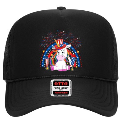 Cute Unicorn American Flag Rainbow Indepedence Day July 4th Gift Trucker Hat