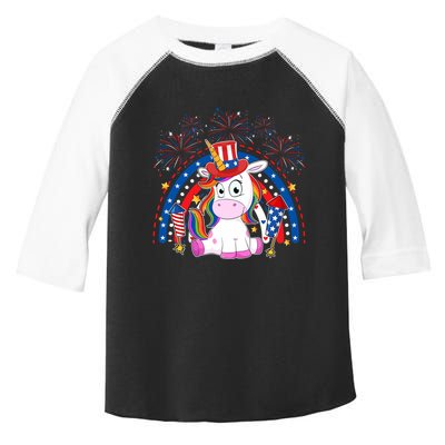 Cute Unicorn American Flag Rainbow Indepedence Day July 4th Gift Toddler Fine Jersey T-Shirt