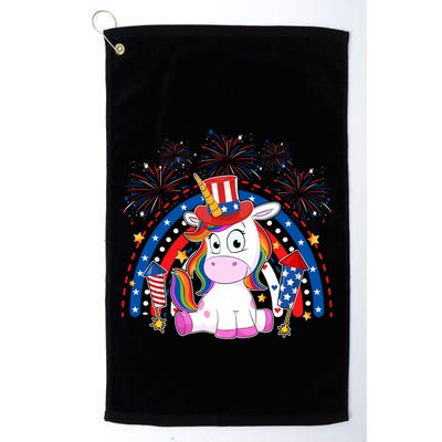 Cute Unicorn American Flag Rainbow Indepedence Day July 4th Gift Golf Towel