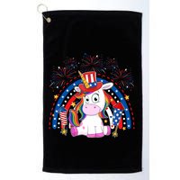 Cute Unicorn American Flag Rainbow Indepedence Day July 4th Gift Golf Towel