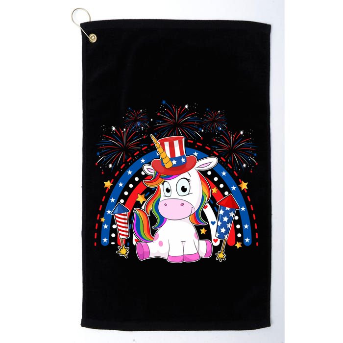 Cute Unicorn American Flag Rainbow Indepedence Day July 4th Gift Golf Towel