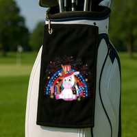 Cute Unicorn American Flag Rainbow Indepedence Day July 4th Gift Golf Towel