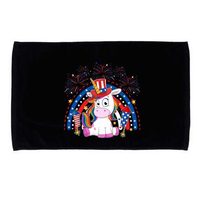 Cute Unicorn American Flag Rainbow Indepedence Day July 4th Gift Microfiber Hand Towel