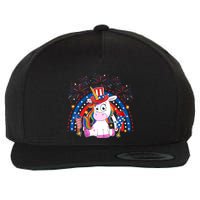 Cute Unicorn American Flag Rainbow Indepedence Day July 4th Gift Wool Snapback Cap