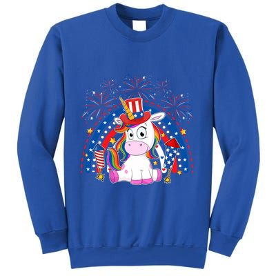 Cute Unicorn American Flag Rainbow Indepedence Day July 4th Gift Sweatshirt