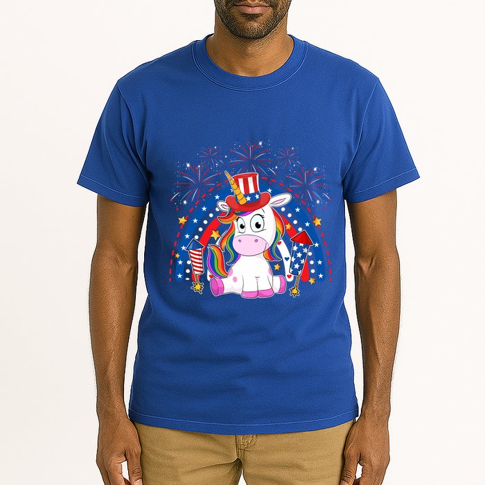 Cute Unicorn American Flag Rainbow Indepedence Day July 4th Gift Tall T-Shirt