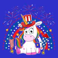 Cute Unicorn American Flag Rainbow Indepedence Day July 4th Gift Tall T-Shirt