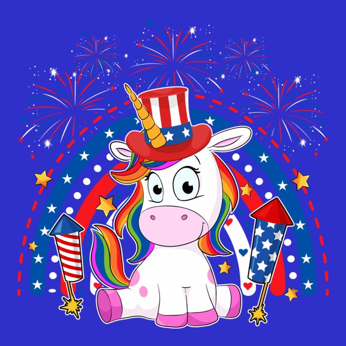 Cute Unicorn American Flag Rainbow Indepedence Day July 4th Gift Tall T-Shirt
