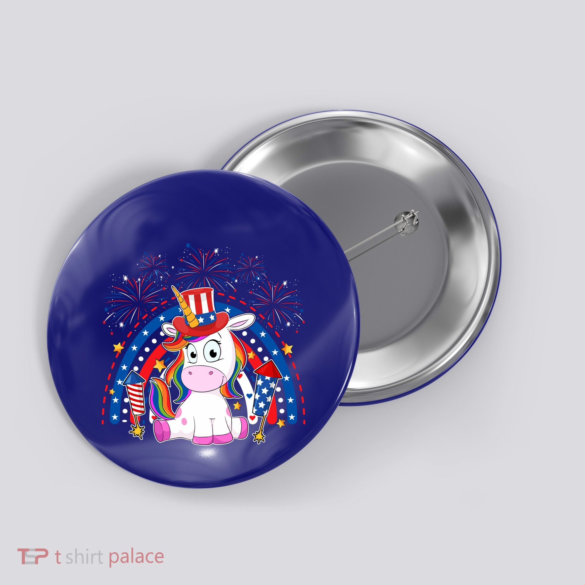 Cute Unicorn American Flag Rainbow Indepedence Day July 4th Gift Button