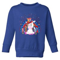 Cute Unicorn American Flag Rainbow Indepedence Day July 4th Gift Toddler Sweatshirt