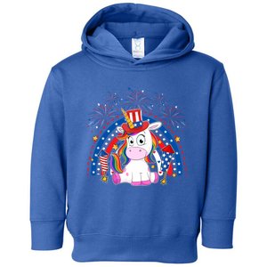 Cute Unicorn American Flag Rainbow Indepedence Day July 4th Gift Toddler Hoodie