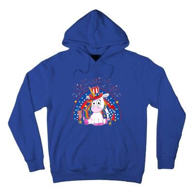 Cute Unicorn American Flag Rainbow Indepedence Day July 4th Gift Tall Hoodie