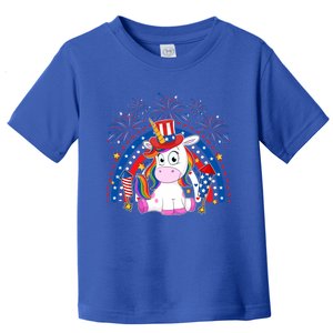 Cute Unicorn American Flag Rainbow Indepedence Day July 4th Gift Toddler T-Shirt