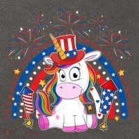 Cute Unicorn American Flag Rainbow Indepedence Day July 4th Gift Cotton Canvas Backpack