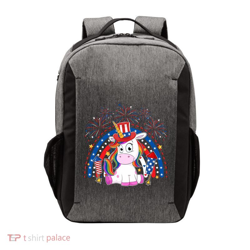 Cute Unicorn American Flag Rainbow Indepedence Day July 4th Gift Vector Backpack