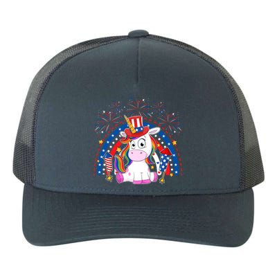 Cute Unicorn American Flag Rainbow Indepedence Day July 4th Gift Yupoong Adult 5-Panel Trucker Hat