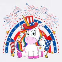 Cute Unicorn American Flag Rainbow Indepedence Day July 4th Gift Garment-Dyed Sweatshirt