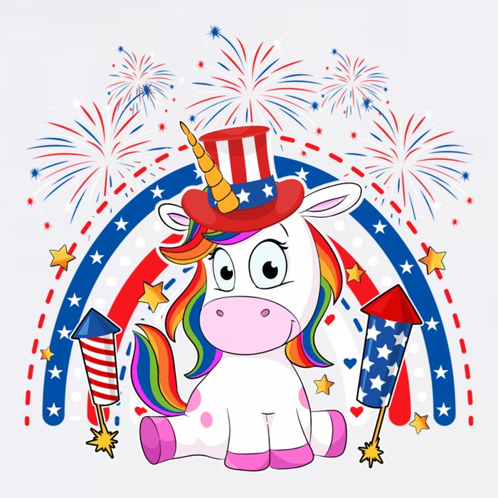 Cute Unicorn American Flag Rainbow Indepedence Day July 4th Gift Garment-Dyed Sweatshirt