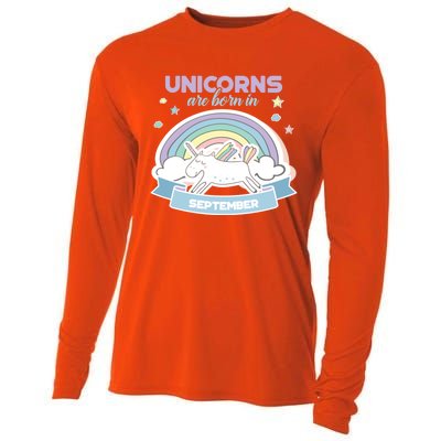 Cute Unicorns Are Born In September Meaningful Gift Cooling Performance Long Sleeve Crew