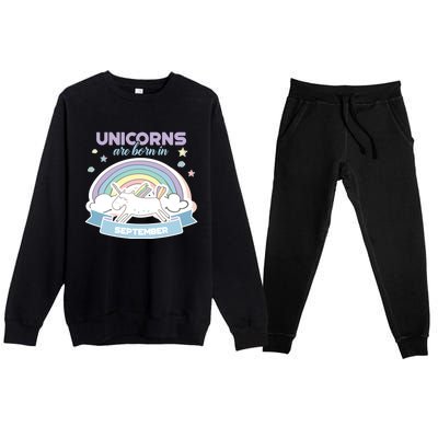 Cute Unicorns Are Born In September Meaningful Gift Premium Crewneck Sweatsuit Set