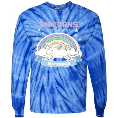 Cute Unicorns Are Born In September Meaningful Gift Tie-Dye Long Sleeve Shirt