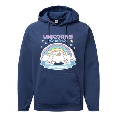 Cute Unicorns Are Born In September Meaningful Gift Performance Fleece Hoodie