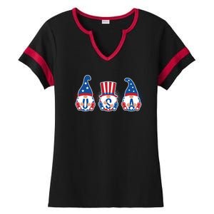 Cute USA American Gnomes Ladies Halftime Notch Neck Tee