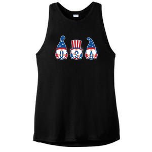 Cute USA American Gnomes Ladies PosiCharge Tri-Blend Wicking Tank